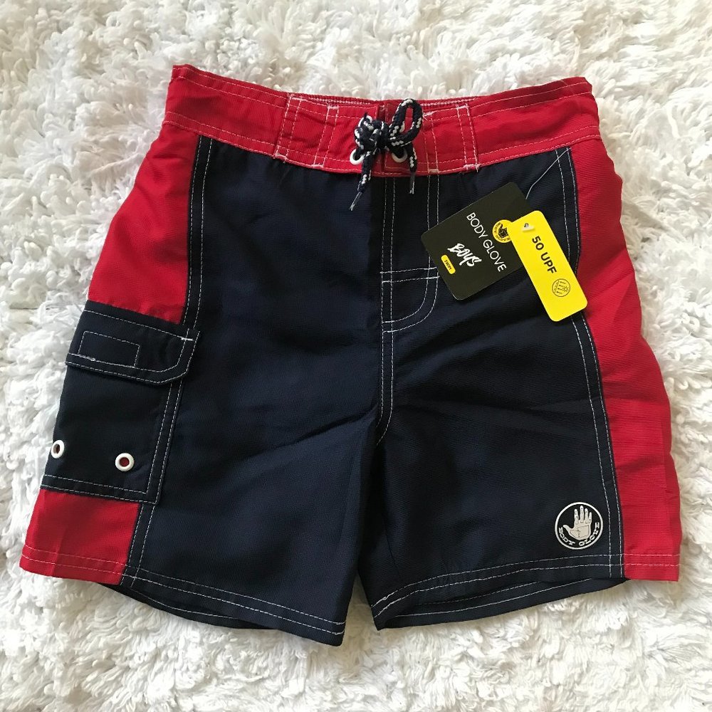 Body Glove Boy's Red/Dark Blue Swim Trunks Size 5/6
